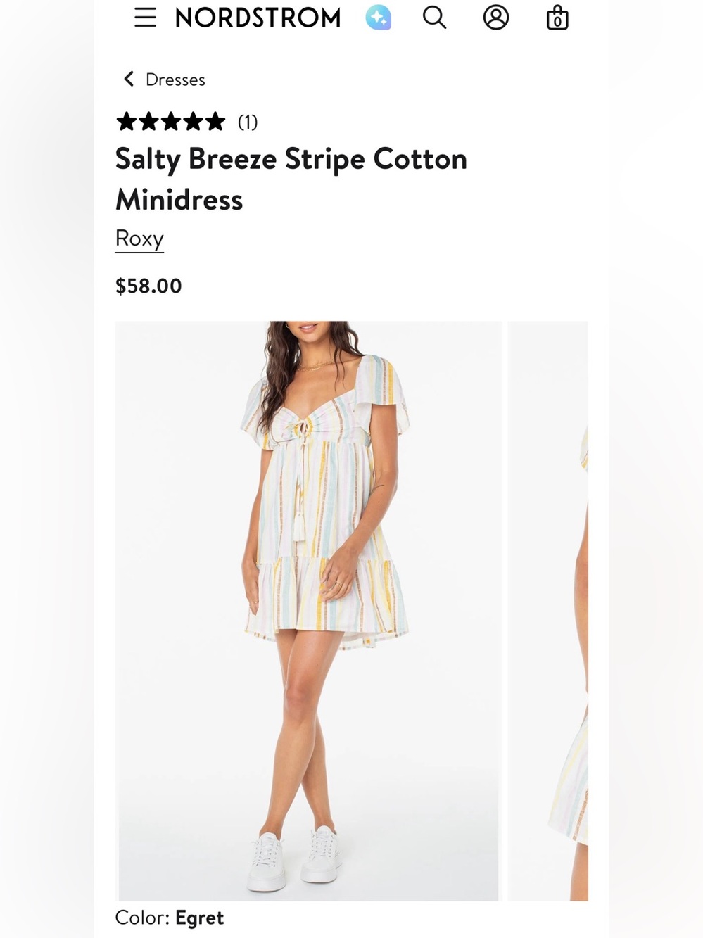 Roxy Egret Stripe Mini Dress with Yellow, Blue & Pink Accents